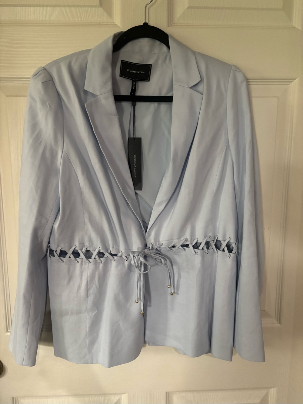 BCBG Light Blue Lace-Up Tailored Blazer - Picture 3 of 12